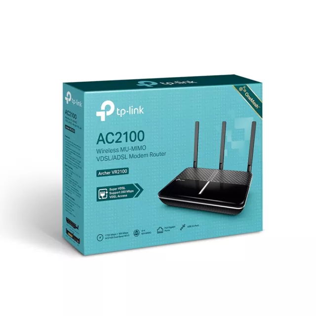 TP-LINK AC2100 Archer VR2100 VDSL/ADSL Modem Router OneMesh - Black