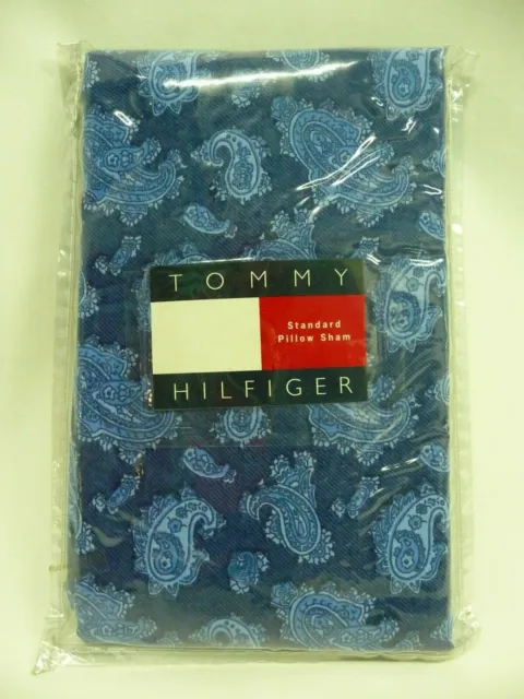 NEW Tommy Hilfiger Cotton Standard Pillow Sham Blue Paisley Made in the USA