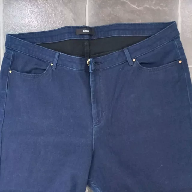 Ladies M & S Cropped Blue Jeans With Stretch. Size 20, Used