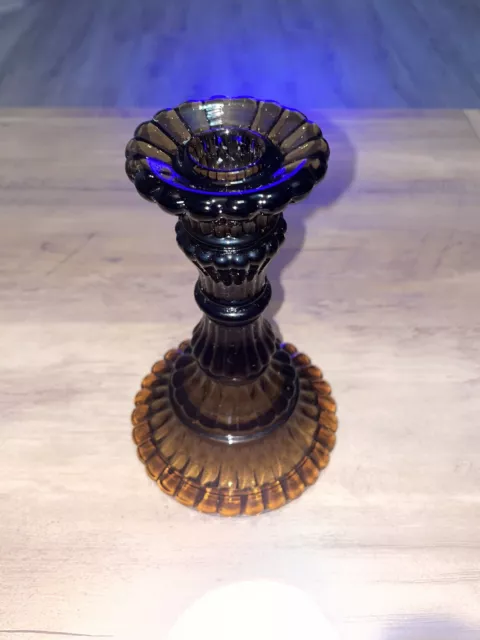 Vintage Amber Color Glass Candlestick Holder (Very Nice W/No Issues)