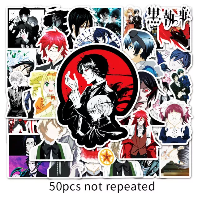 Black Butler Kuroshitsuji Vinyl Decal Stickers Laptop Bottle Phone Case 50PCS