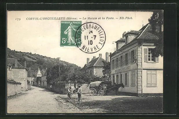 CPA Corvol-l´Orgueilleux, La Mairie et la Poste, Hôtel de Ville et Post 1910