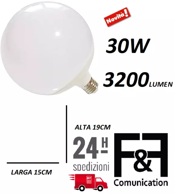 Offerta Lampadina Lampada Led 30W=240W Watt E27 G150 Globo Sfera Alta Resa