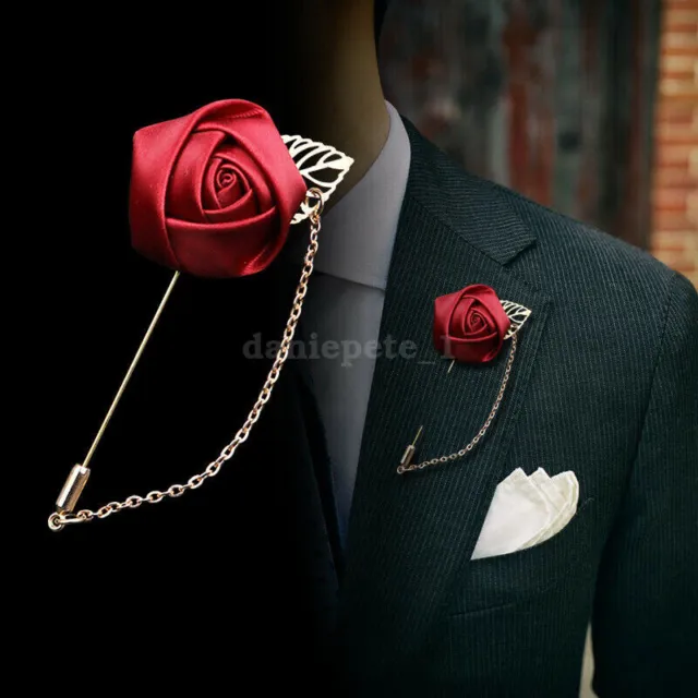 AU Lapel Flower Boutonniere Stick Brooch Pin Men's Shirt Suit Tie Wedding