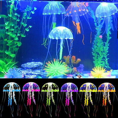 6PC Jellyfish Aquarium Decor Artificial Glowing Effect Fish Tank Ornament DIY