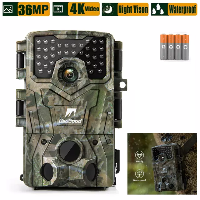 4K 36MP Trail Camera Security Hunting Game Wildlife Camera Night Vision IP66