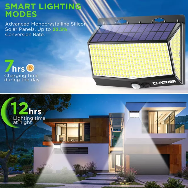 468 LED Solar Powered Motion Sensor Lights Garden Outdoor Security Flood Lamp 3