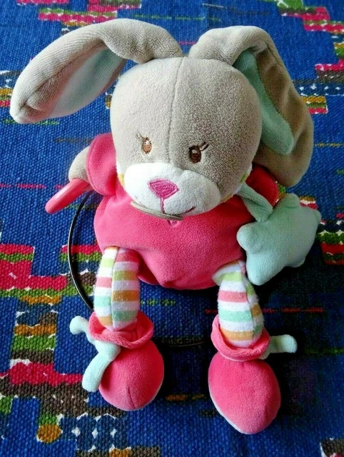 Np / Peluche Doudou  Baby Nat Lapin Mouchoir  Stella Bleu  Rose Vert  Pouet Tbe