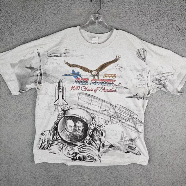 2003 Dayton Air-Show All Over Aviation Print T Shirt Mens Size XXL Y2K