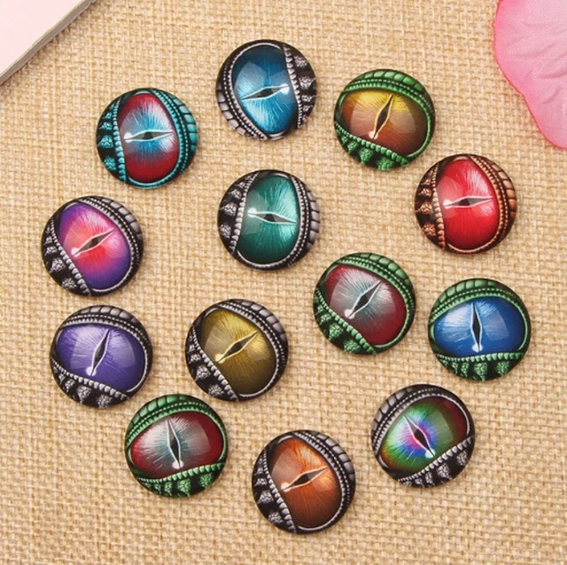 5 Pairs Lizard Eye Dragon Cabochons Round Glass Cabochon Flat Back Reptile UK