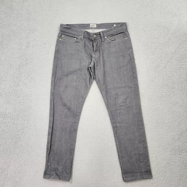 Naked & Famous Jeans Mens 34 Grey Selvedge Weird Guy Button Fly Japanese Denim