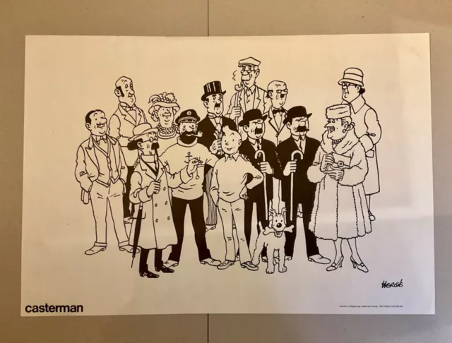 Tintin Affiche Casterman La Famille Herge Annee 1980 38X55 Cm Tbe