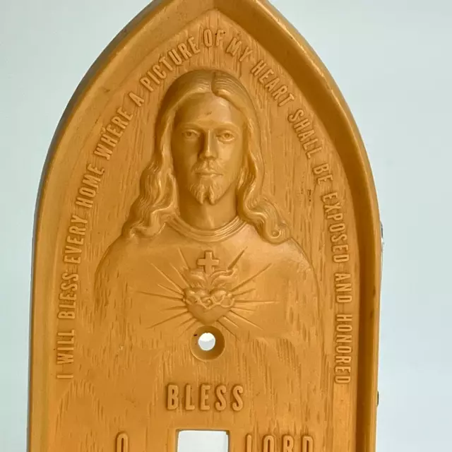 Bless This House Sacred Heart of Jesus Light Switch Plate Vintage Made in USA