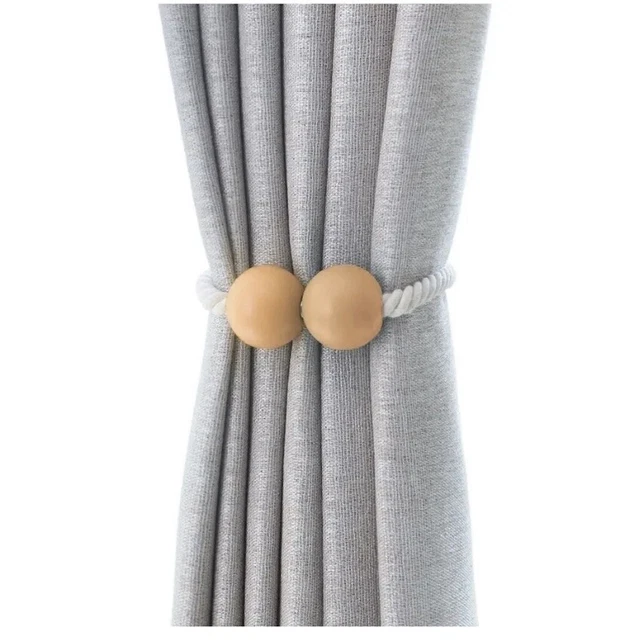 2PC Magnetic Curtain Tie Backs Tieback Clips Ball Buckle Holder Home Window Brow