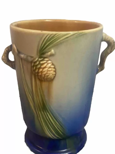 Vintage Roseville Pottery Blue Pine one Handled Vase
