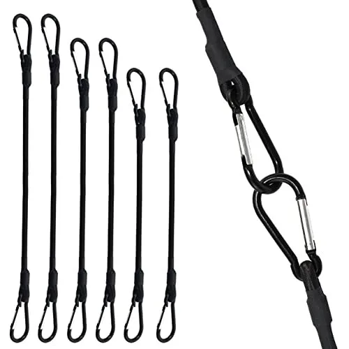 Bungee Cords With Carabiner Hooks 6pack Black Extra Strong Bungee Straps 18 24