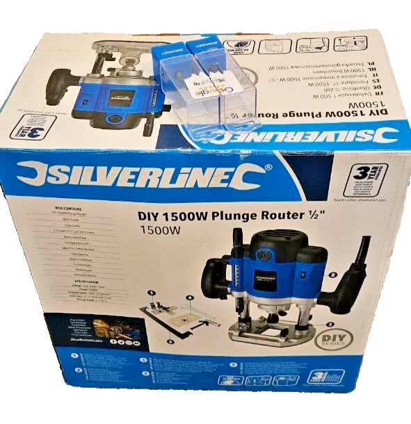 SILVERLINE DIY 1500W Plunge Router 1/2