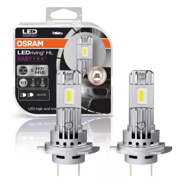 Coppia Lampade Lampadine Osram H7 Led Hl Easy Luce Bianca 6000K