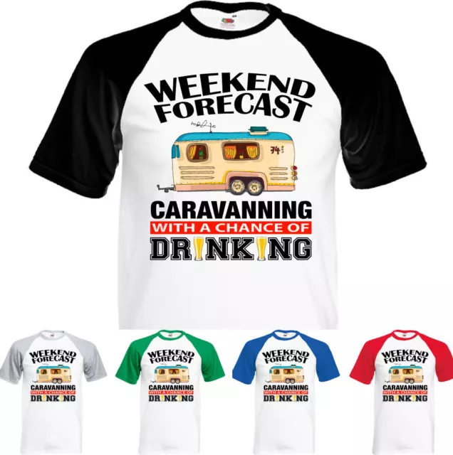 Weekend Forecast Caravanning Drinking - Mens Funny T-Shirt Camping Caravan Club