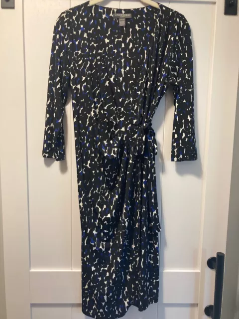 A Pea in the Pod Maternity Faux Wrap Dress Small Leopard Print Black Stretchy