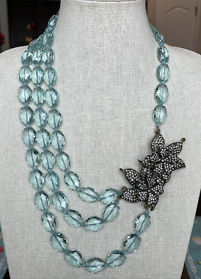 HEIDI DAUS "Quivering Queen's Cup" Vintage Crystal Beaded Floral Necklace - NIB