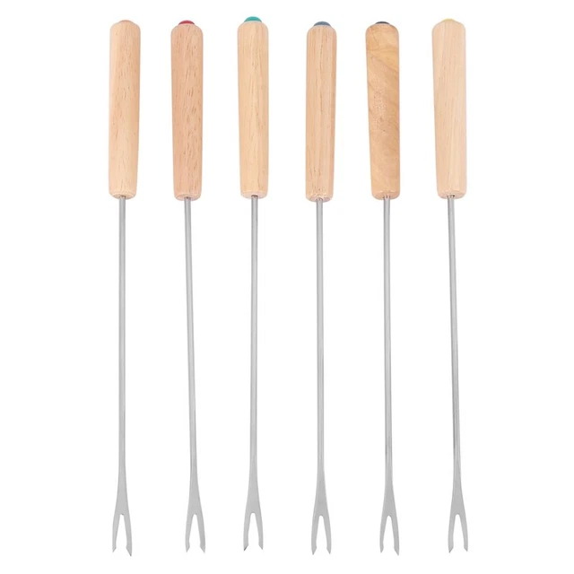 5X (Tenedores de fondue de queso fuente de chocolate con código de colores de acero inoxidable sin