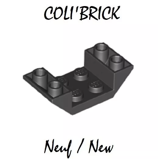 Lego 4871 - 4x Brique / Slope, inverted 45 4x2 - Noir Black - NEUF