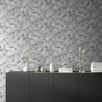 Gris/Doré 166513 Elixir Muriva Elixir Cube Liquide Marbre Diamants Métallique Peint 