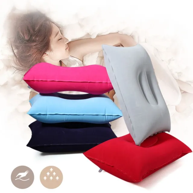 Sided Portable Folding Air Inflatable Pillow Flocking Cushion Outdoor Travel