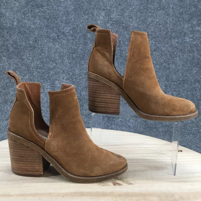 Steve Madden Boots Womens 7 M Sharini Cut Out Ankle Bootie Brown Suede Heels