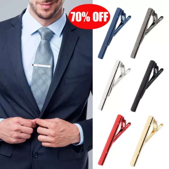 Mens Metal Tie Clip Holder 60mm Stainless Steel Clasp Mens Bar Pin Wedding