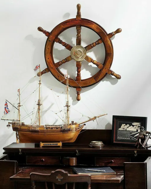 Vintage Messing nautischen Holz Marine Schiff Rad Vintage Kapitän Pirat 18"...
