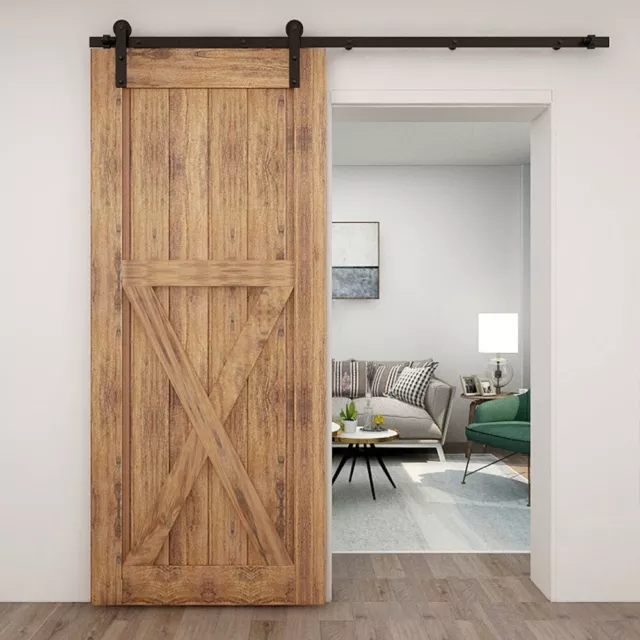 CCJH 4-20FT Sliding Barn Door Hardware Kit For  Double Door Closet Track Roller