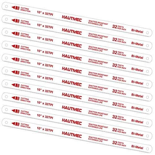 10" Hacksaw Blades Replacement Bimetal10 Pack 32 Tpi High Speed Steel Grounded