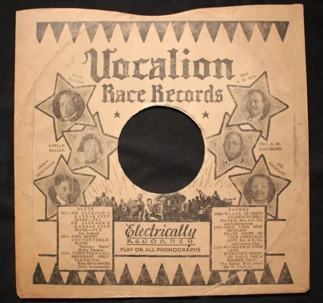 1920'S Vocalion Race Record Sleeve Original King Oliver Jimmy Bertrand Etc