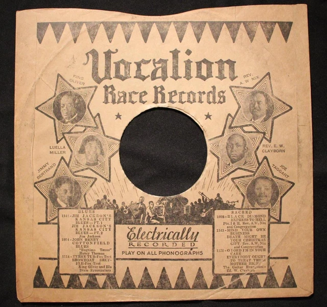 1920'S Vocalion Race Record Sleeve Original King Oliver Jimmy Bertrand Etc 1920'S Vocalion Race Record Sleeve Original King Oliver Jimmy Bertrand Etc