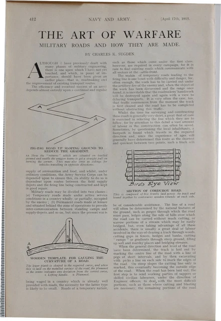 1915 Ww1 Article & Pics Warfare Military Roads Drainage Section Corduroy Road