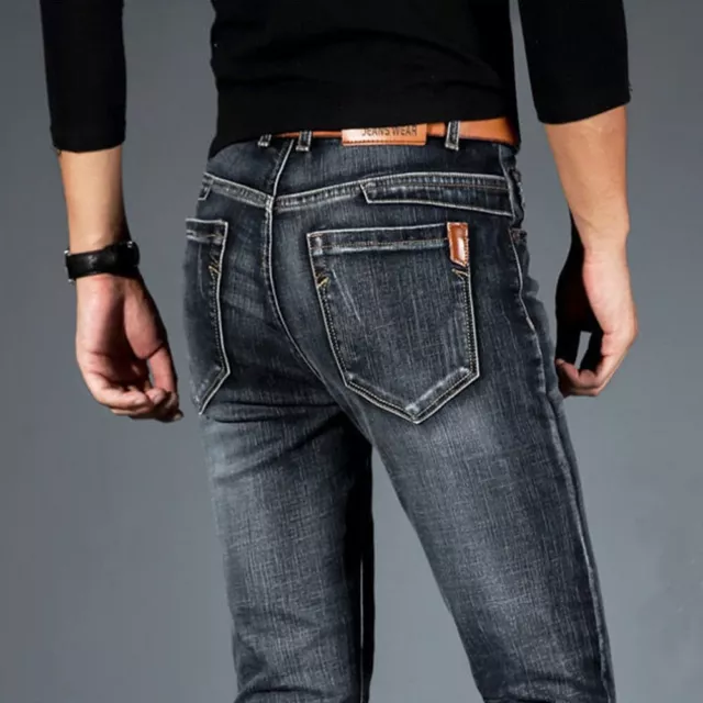 Pantalones Vaqueros Elásticos Para Hombre Jeans De Negocios De Moda Casial Lujo