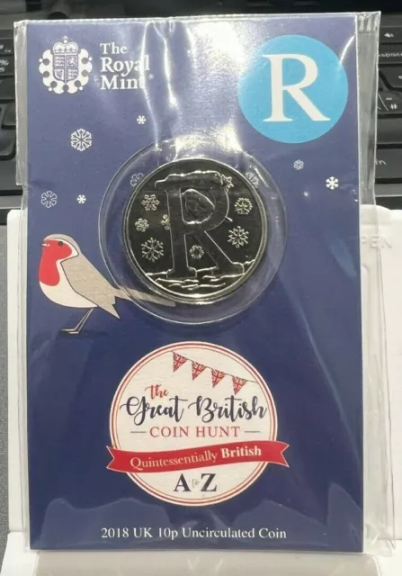 2018 10p coins alphabet a-z Letter R "ROBIN" Royal Mint Carded Sealed. Rare