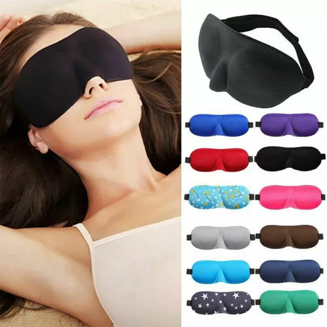 Maschera occhi 3D sonno da viaggio morbida imbottita copertura ombra sonno E [