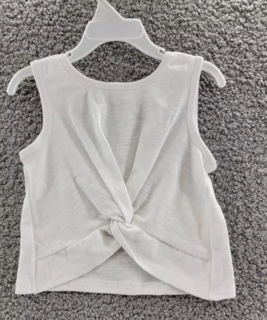 Bonnie Jean Sleeveless Twist Knot Knit Top Girls 4/4T White Round Neck Pullover