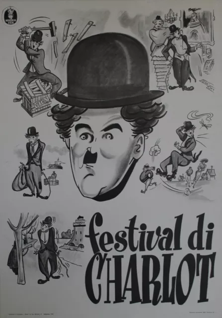 "FESTIVAL DI CHARLOT"Affiche italienne originale entoilée 1953 (Charlie CHAPLIN)