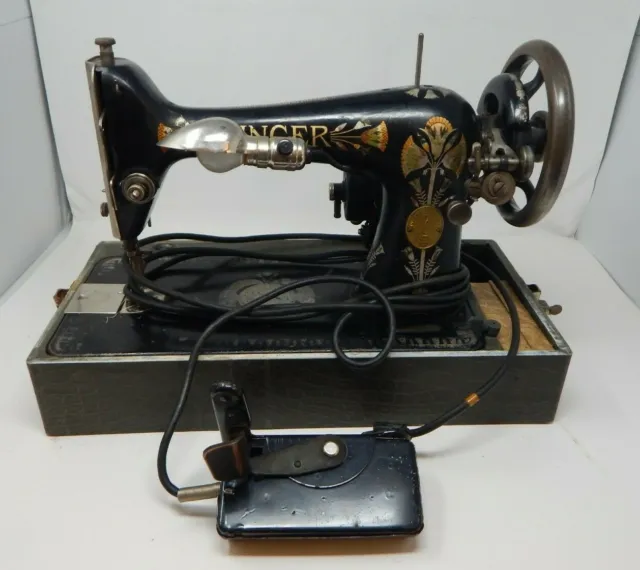 Vintage Singer 66k Electric Sewing Machine Lotus Flower Working