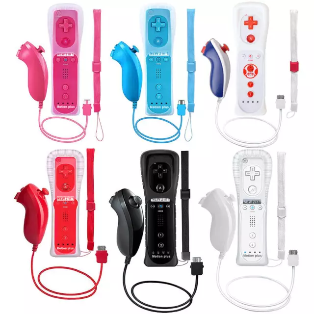 For Nintendo Wii Wiimote Built in Motion Plus Inside Remote Controller+Nunchuck
