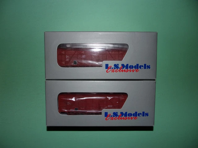 LS MODELS COFFRET 2 wagons couverts courts primeurs permaplex rouge