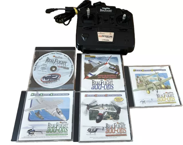 Great Planes Real Flight R/C Simulator Futaba Interlink  USB Controller + 5 Disc