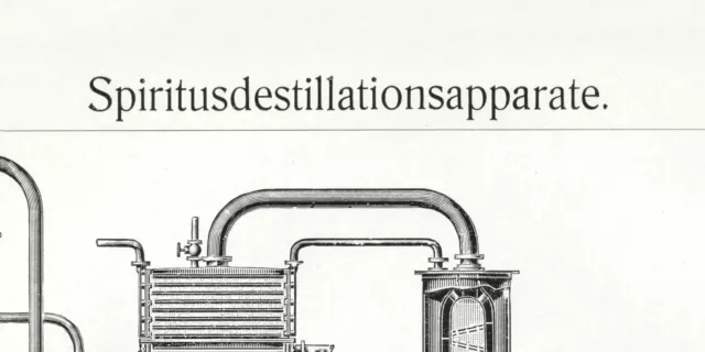 Spiritusdestillationsapparate historischer Druck Holzstich ca. 1912 Bildtafel 3