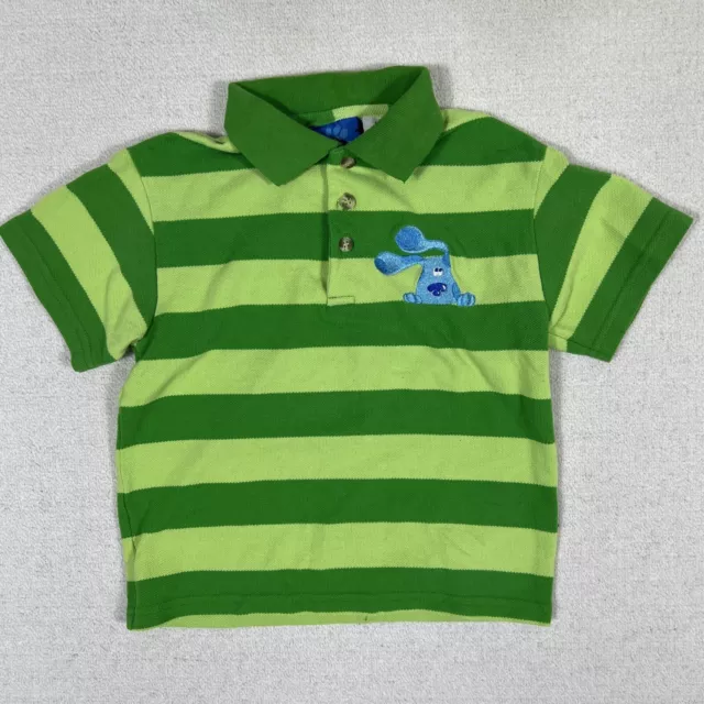 VINTAGE BLUES CLUES Polo Shirt Boys 6 Green Striped Steve Red Chair 90s ...