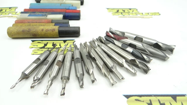 13 Assorted Hss Hsco Double End Mills 7/64" To 1/2" Dia B&S Weldon Osg Morse