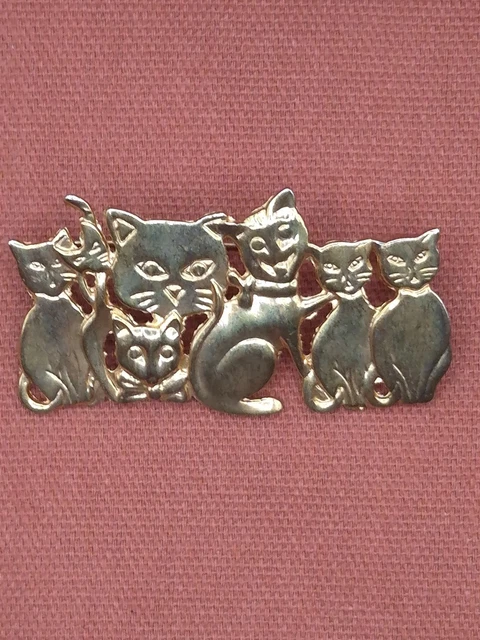 Broche Chat Momie égyptien En Métal Doré - Vintage, Thème Animalier, Occasion Très Bon état